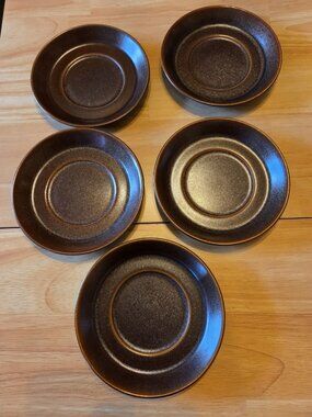 Set Of 5 Vintage Wedgwood Sterling Oven to Table Brown Saucers VGC